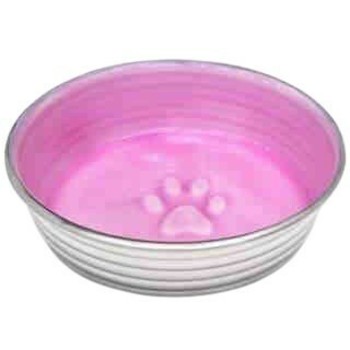 Moksi Činija za pse metalna neklizajuća obložena keramikom 17cm plava/roze