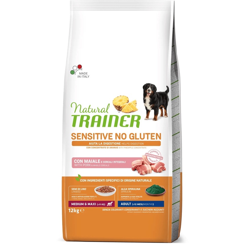 Trainer Natural Sensitive No Gluten Svinjetina za odrasle pse srednjih i velikih rasa 12kg