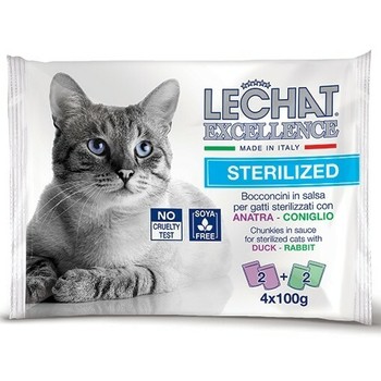 Lechat Excellence paket sosića 4x100g pačetina i zečetina za sterilisane mačke 400g