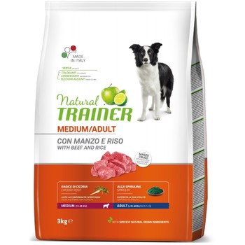 Trainer Natural Dog sa govedinom i pirinčem za odrasle pse srednjih rasa 3kg