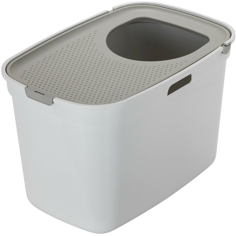 Moderna Top Cat toalet za mačku-sivo-bela + sivi poklopac