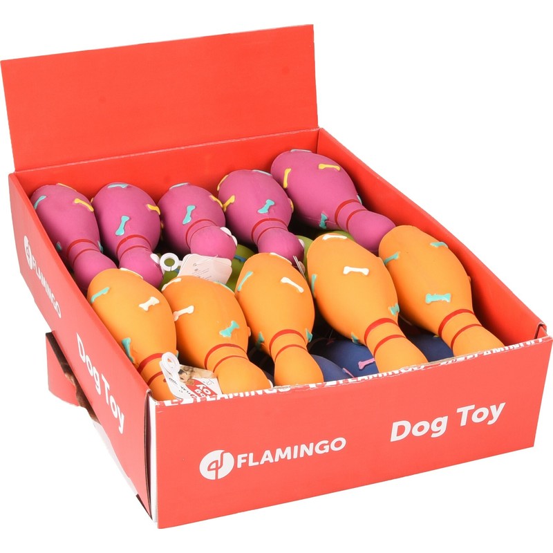 Flamingo Igračka za pse Latex Bowling Pin Display 20cm 