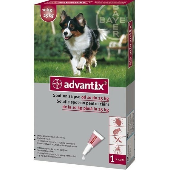 Bayer Advantix 10-25Kg 1Kom, Ampula SpotOn za pse protiv buva, krpelja i dr.