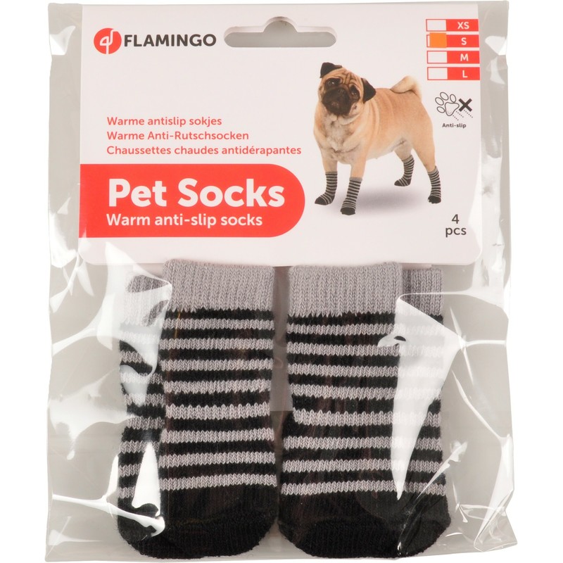 Flamingo Čarape za pse 4 Pcs/Set S crno-sive