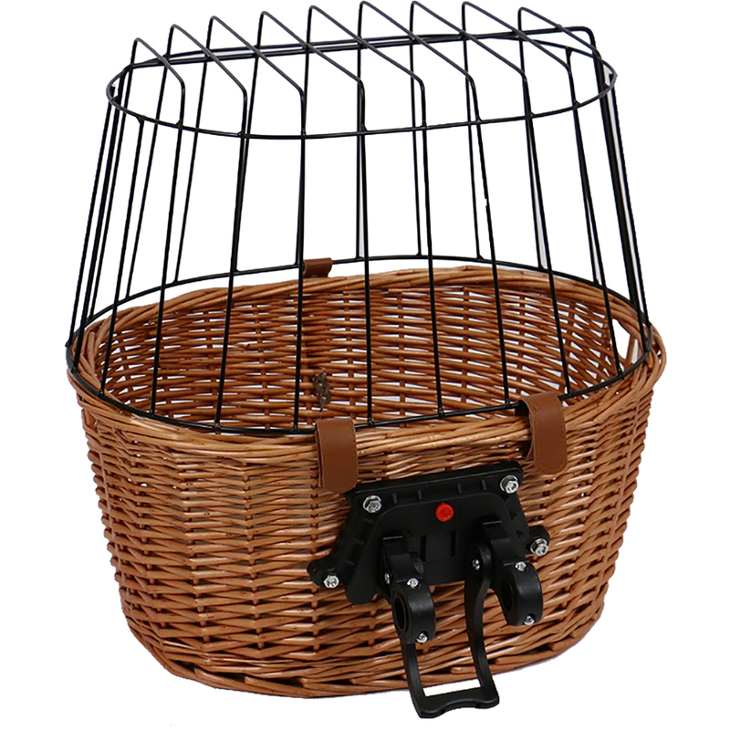 Duvo+ Korpa za bicikl za ljubimce, Provence Wicker Bicycle Basket Front & Cushion