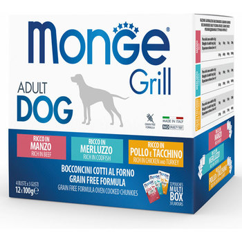 Monge Grill govedina/riba/piletina sosići za pse 12x100g