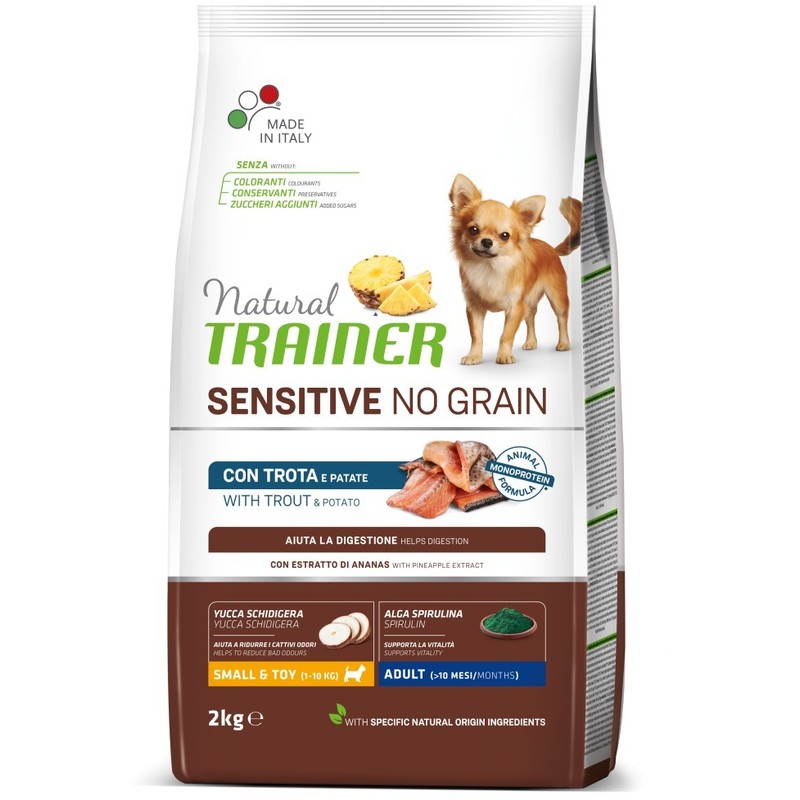 Trainer Natural Sensitive No Grain sa pastrmkom za odrasle pse malih rasa 2kg