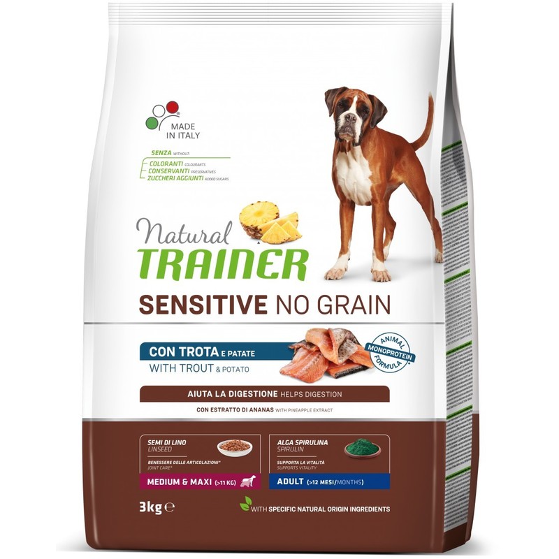 Trainer Natural Sensitive No Grain sa pastrmkom za odrasle pse srednjih i velikih rasa 3kg