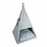 Duvo+ Ležaljka Tipi Oyster od pamučnog kanapa 37X37X55cm Siva