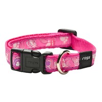 Rogz Scooter klasična ogrlica Pink Paw 16mm - 5/8