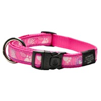 Rogz Beach Bum klasična ogrlica Pink Paw 20mm - 3/4
