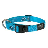 Rogz Beach Bum klasična ogrlica Turq Paw 20mm - 3/4